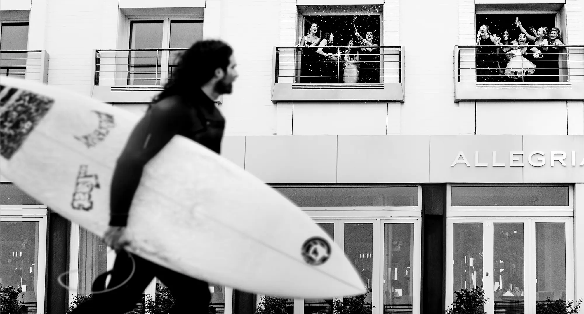 A Man with Surfing board- Wedding Party